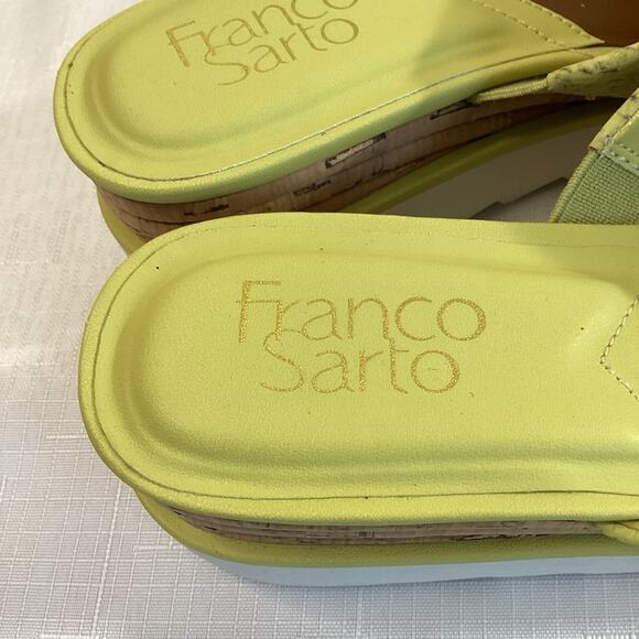 Franco Sarto Women’s White & Green Slide-on Wedge Sandals Size 8W NWOT - Picture 6 of 10
